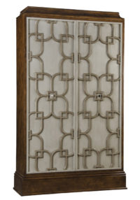 Beaumont transitional elegant armoire cabinet w adjustable shelves geometric pattern by Woodland furniture