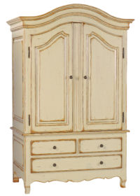 Jacqueline traditional country farmhouse armoire cabinet with drawers, doors, shelves by Woodland furniture in Idaho Falls