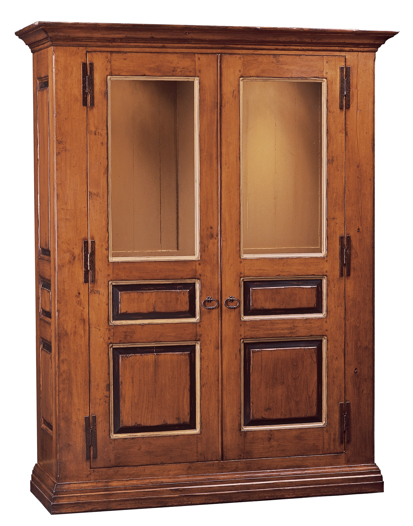 Bandini tradtional french country farmhouse cabinet with glass panel doors by Woodland Furniture in Idaho Falls, USA