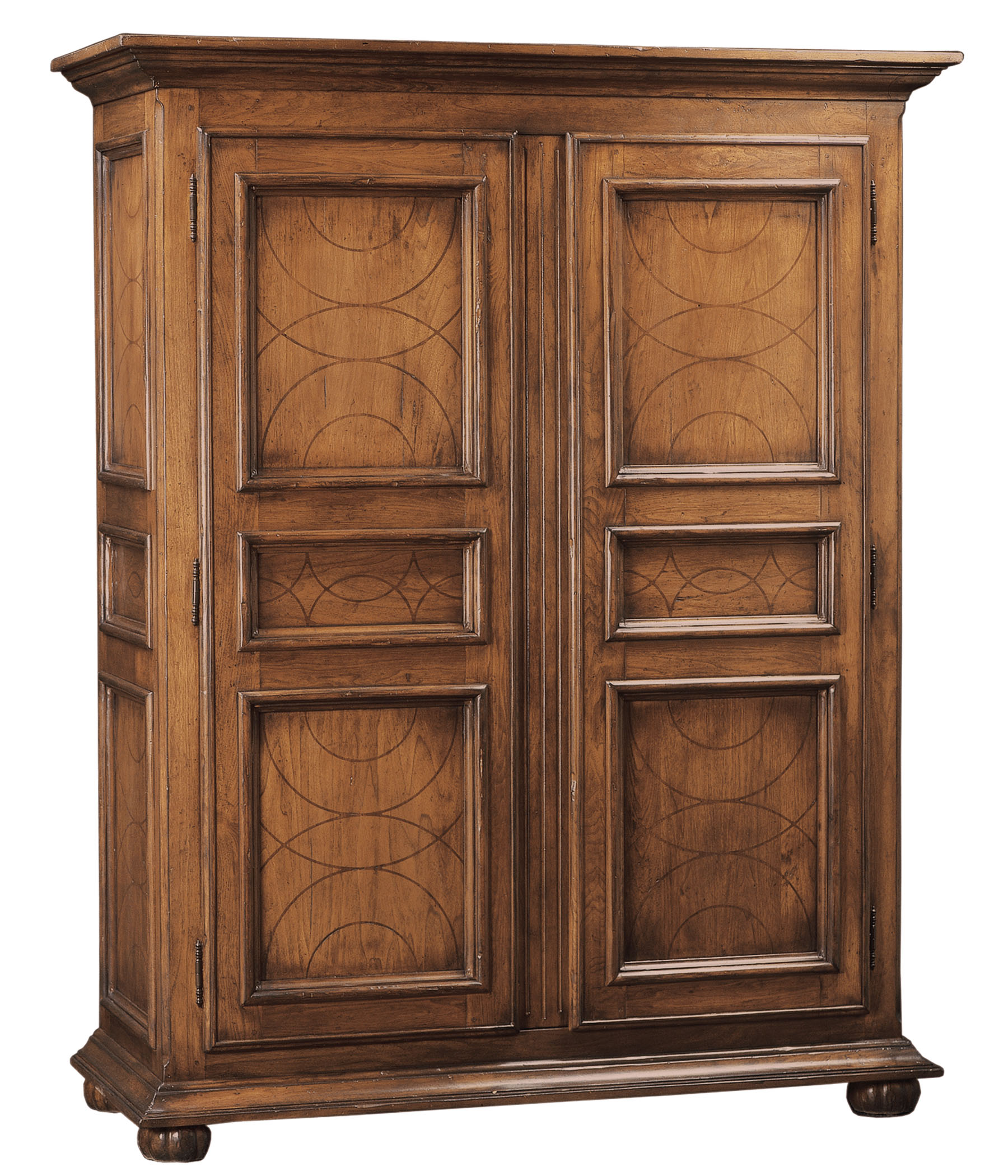 Elmore traditional transitional armoire cabinet with oval decorative detail in door panels by Woodland furniture in Idaho Falls USA