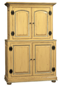 Odysseus stacked tall painted distressed cabinet with four doors and storage shelves by Woodland furniture in Idaho Falls