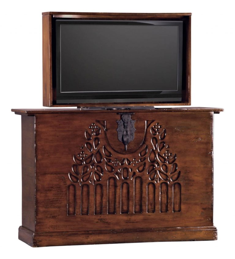 Deaver TV media with television lift or bar cabinet by Woodland furniture