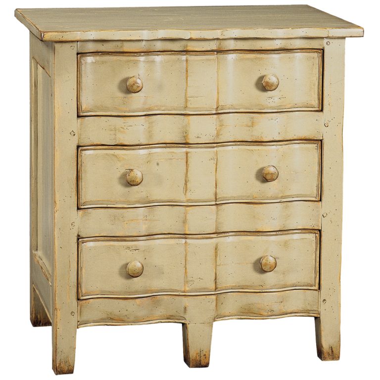 Phoebe traditional painted farmhouse upright curved front chest of drawers dresser by Woodland furniture in Idaho Falls