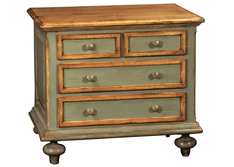 Despina painted gilted traditional chest of drawers dresser by Woodland furniture in Idaho Falls