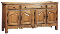 Hennessey traditional Sideboard cabinet with optional vineyard carving on base by Woodland furniture in Idaho Falls