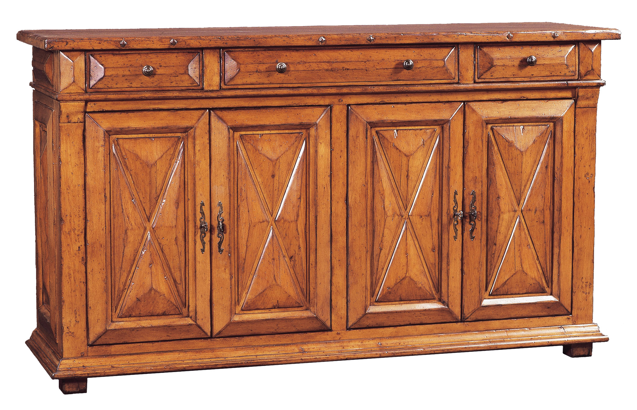 Donato sideboard cabinet with diamond pattern panels by Woodland furniture in Idaho falls