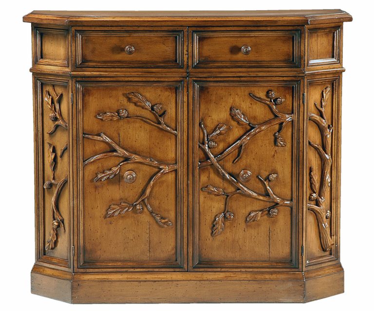 Nolan traditional cabinet with optional acorn carving by Woodland furniture in Idaho Falls