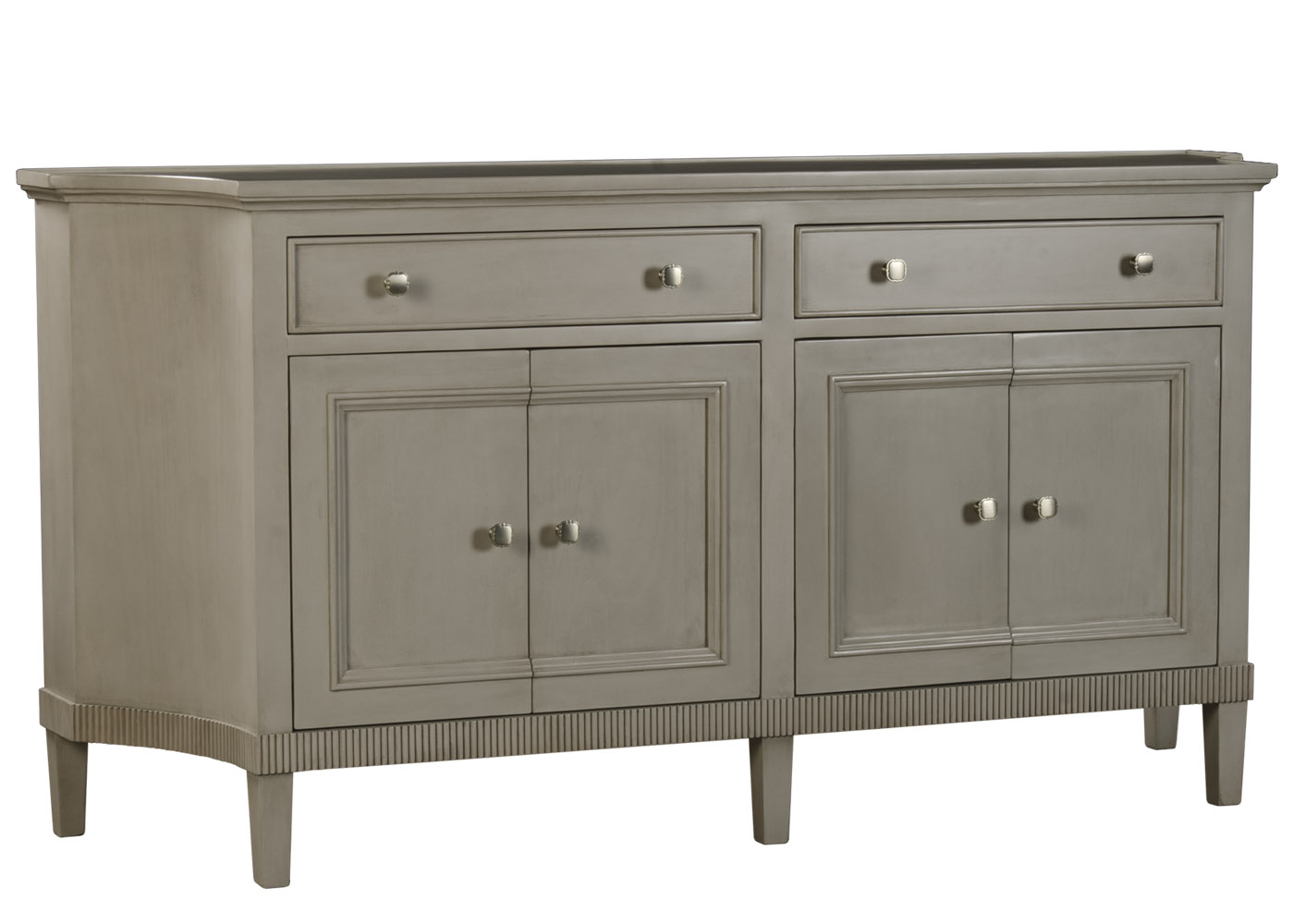 Whitacre transitional curved corner cabinet buffet by Woodland furniture and cabinetry in Idaho Falls