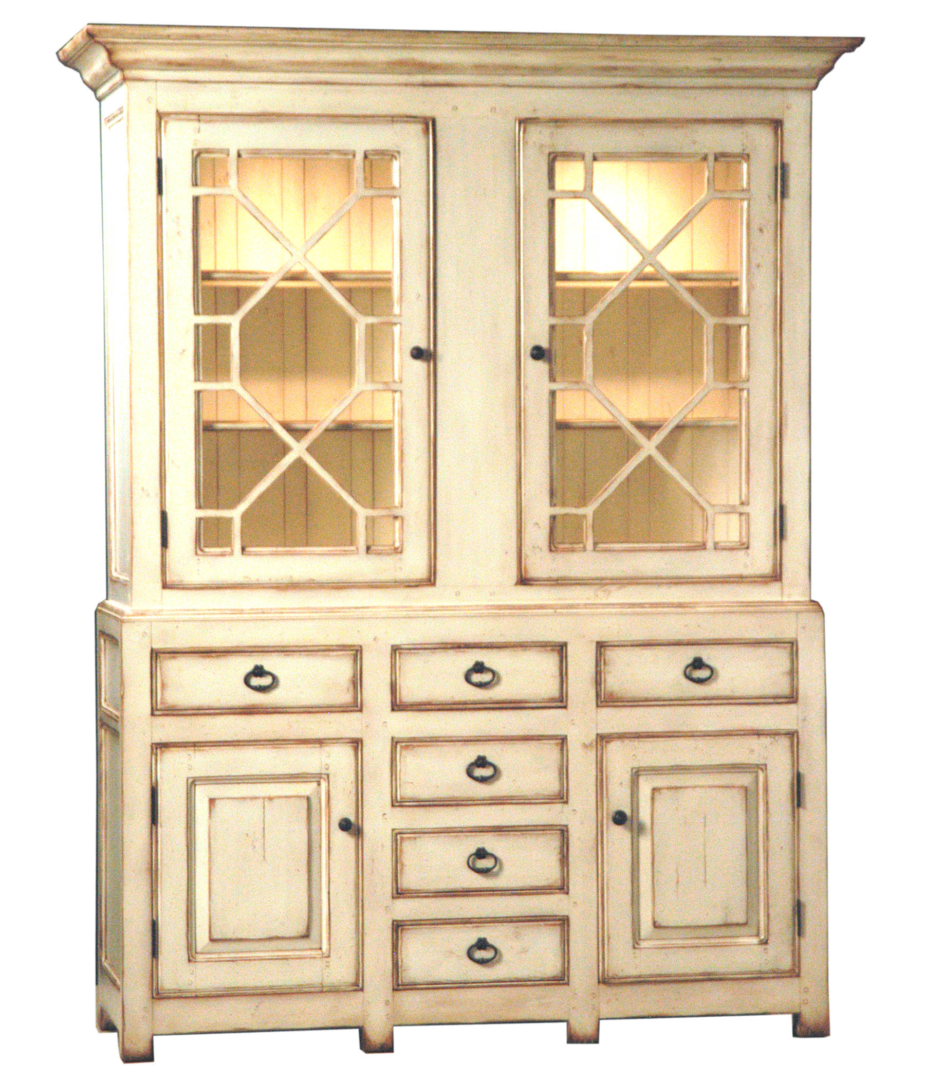 Shelby traditional transitonal farmhouse hutch and storage display cabinet by Woodland furniture in Idaho Falls