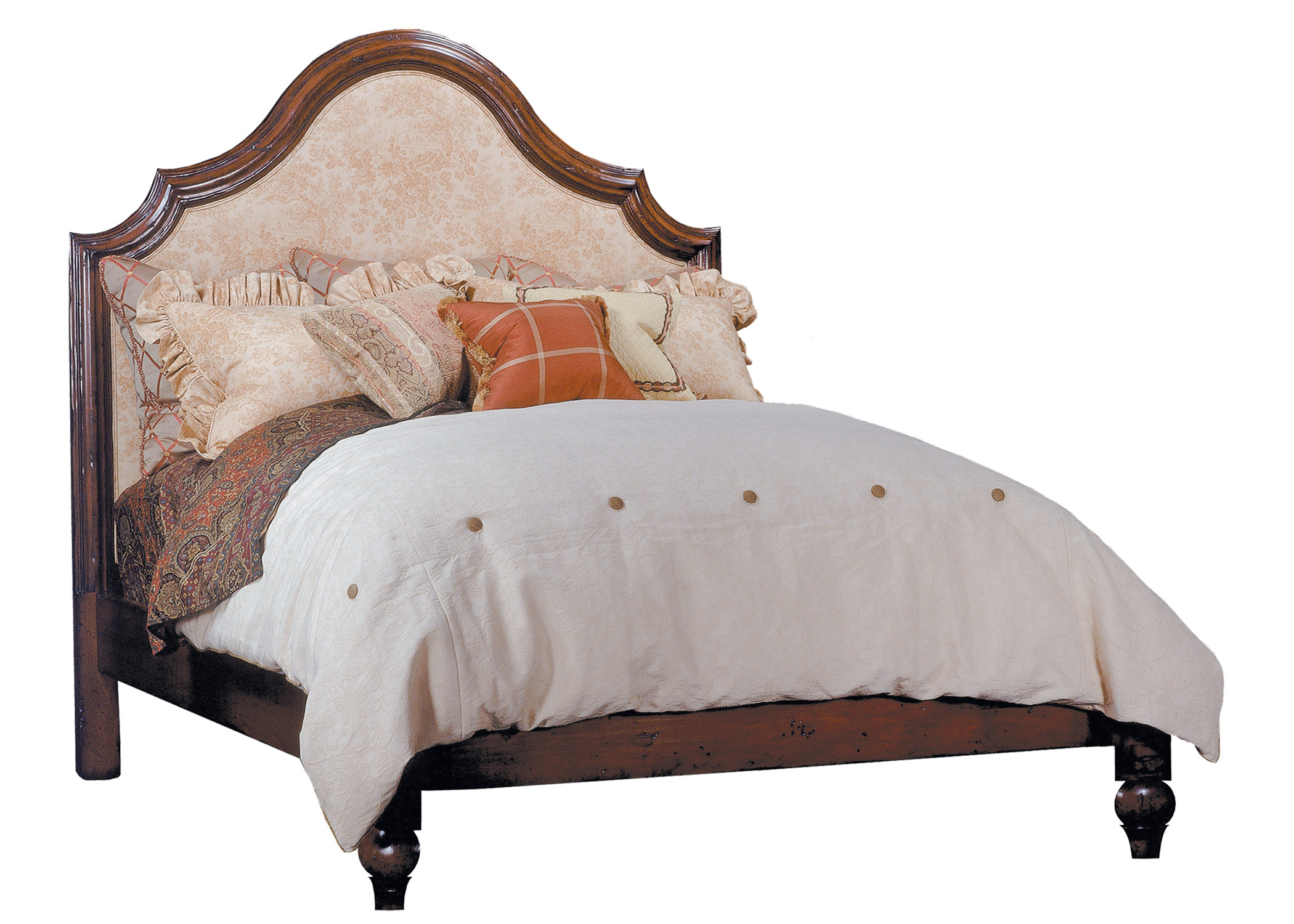 Andre transitional traditional upholstered headboard queen bed by Woodland furniture in Idaho Falls
