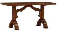 Legare decorative pattern leg transitional traditional Sofa table console table by Woodland furniture in Idaho Falls