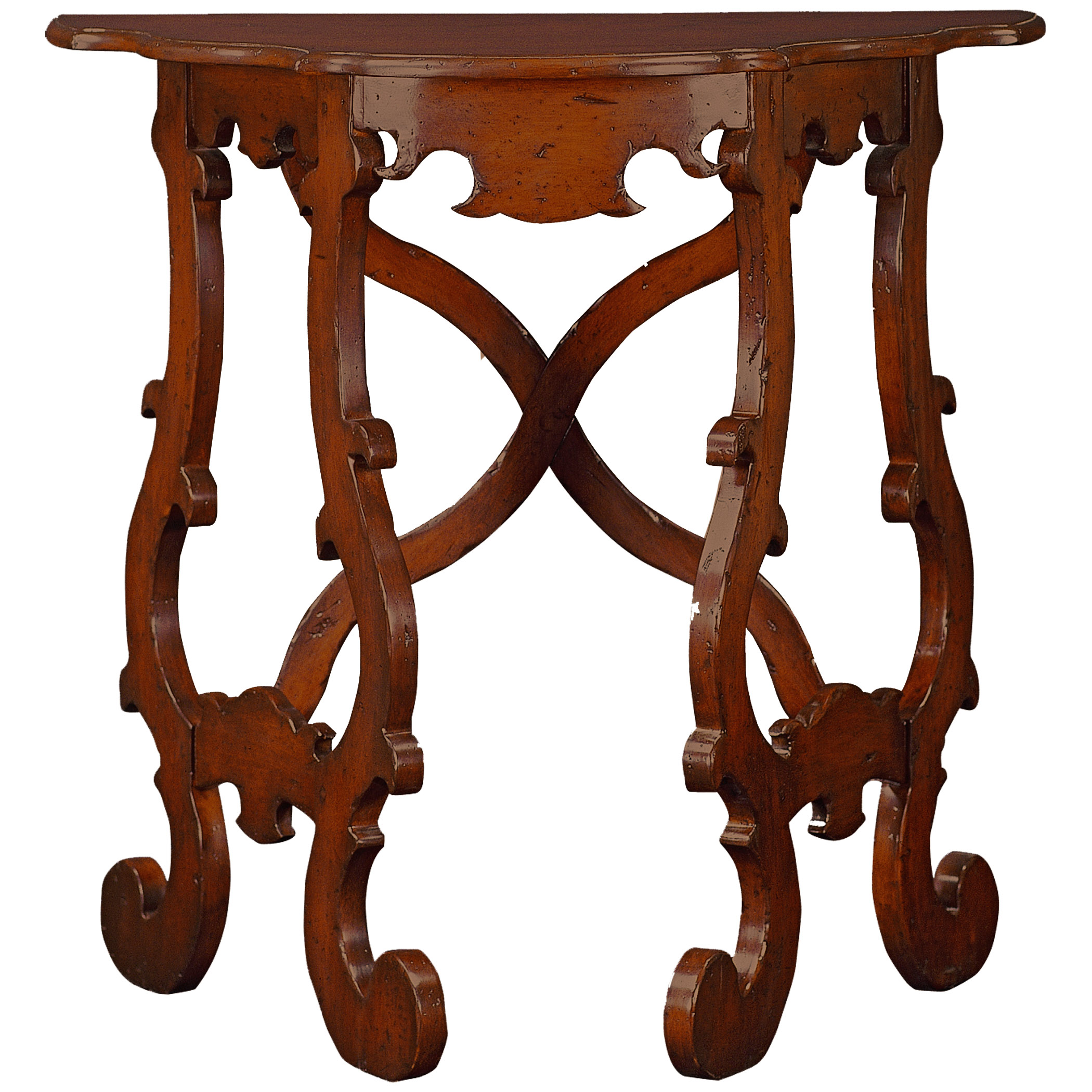 Carlotta traditional Center Table with ornate carved legs by Woodland furniture in Idaho Falls