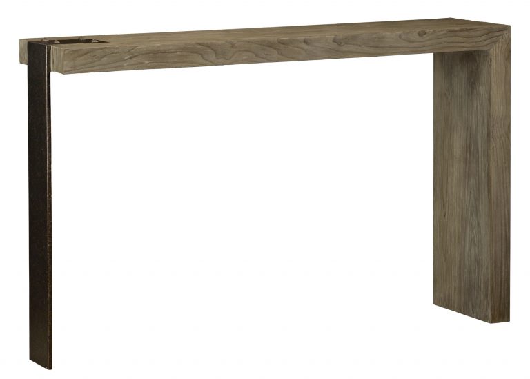 Rolando contemporary industrial metal and wood console sofa table by Woodland furniture in Idaho Falls
