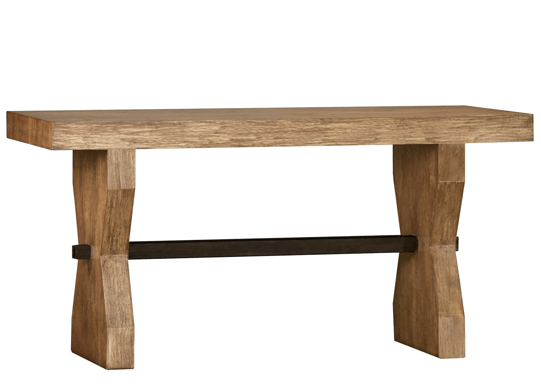 Basalt contemporary rustic sofa table console table in wirebrushed oak finish by Woodland