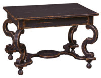 Nemours traditional antique replica painted distressed coffee cocktail table by Woodland Furniture in Idaho Falls