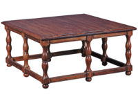 Grayson traditional cocktail table with eight turned legs and bottom stretcher by Woodland furniture in Idaho Falls USA