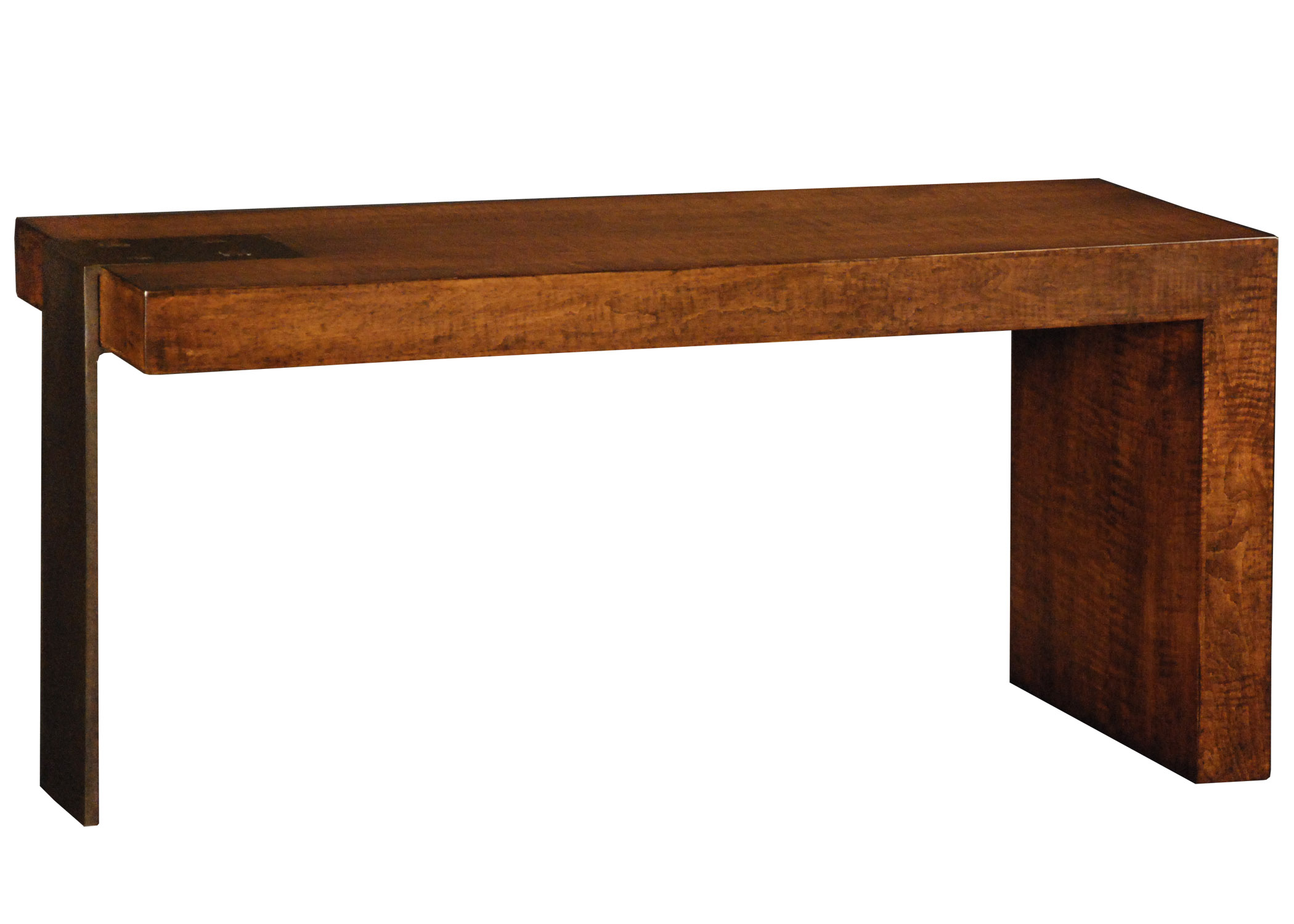 Rolando contemporary industrial metal and wood console sofa table by Woodland furniture in Idaho Falls