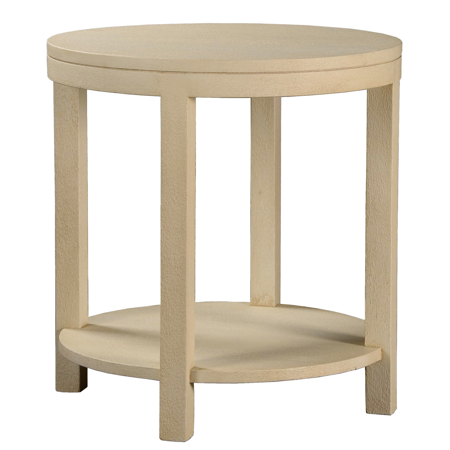 Perth transitional painted round modern side or end table with bottom shelf by Woodland furniture in Idaho falls