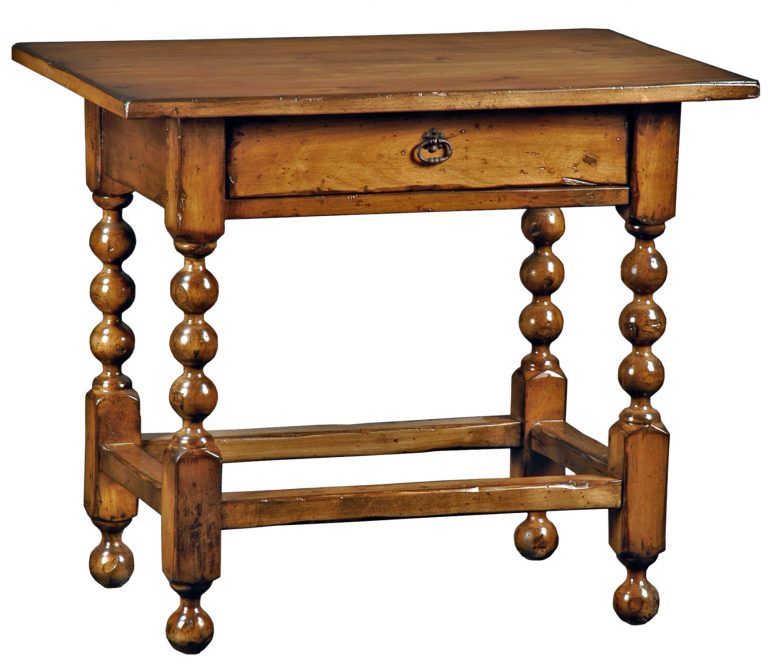 Segura traditional side or end table with turned legs and drawer by Woodland furniture by Idaho Falls