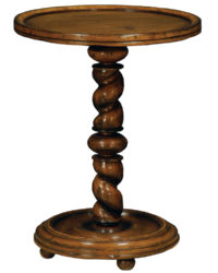 Pesaro traditional side or end table with twisted spindle pedestal by Woodland furniture in Idaho Falls