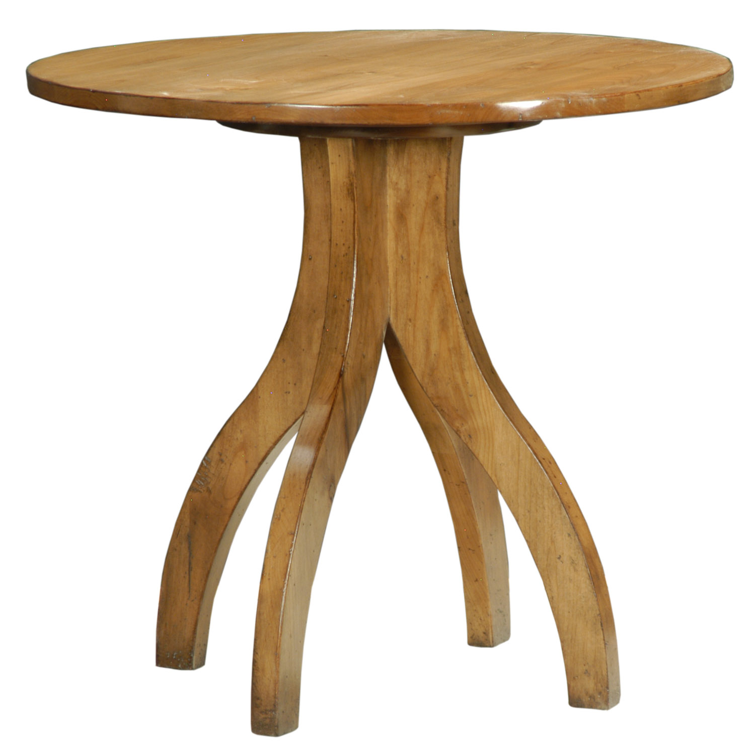 Celeste contemporary modern round wirebrushed oak side or end table by Woodland furniture in Idaho Falls