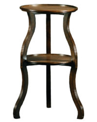 Patrice traditional three leg round drink table with shelf by Woodland furniture in Idaho Falls