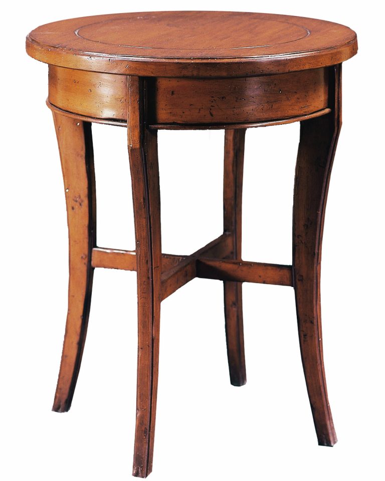 Erbach transitional round side or end table with curved legs by Woodland furniture in Idaho Falls