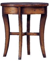 Erbach transitional round side or end table with curved legs by Woodland furniture in Idaho Falls