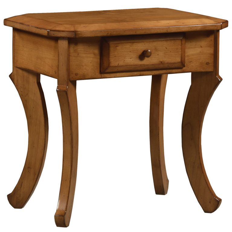 Shane traditional transitional side or end table with curved legs and a single drawer by Woodland furniture in Idaho Falls