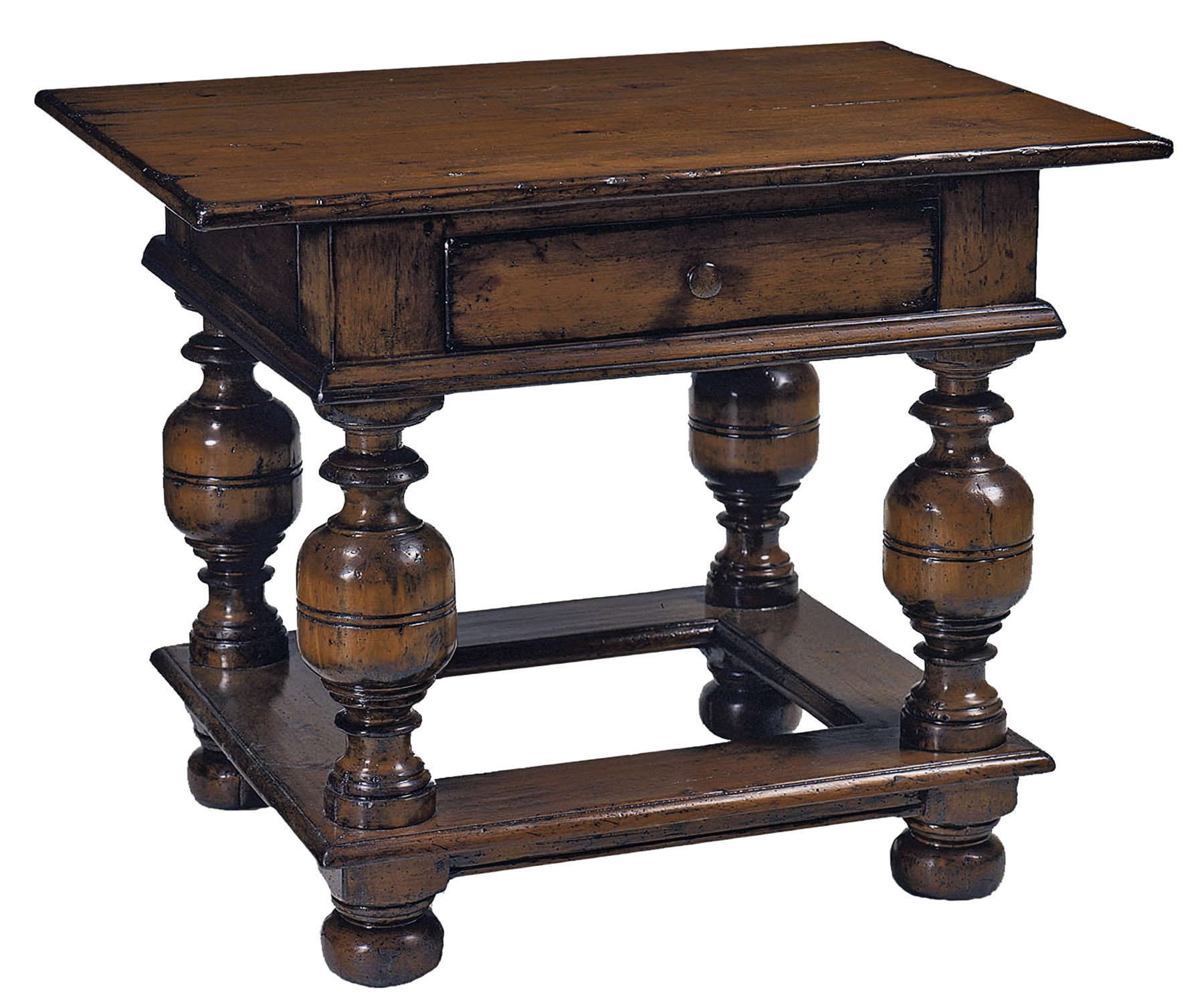 Caetano traditional side or end table with barrel legs by Woodland furniture in Idaho Falls