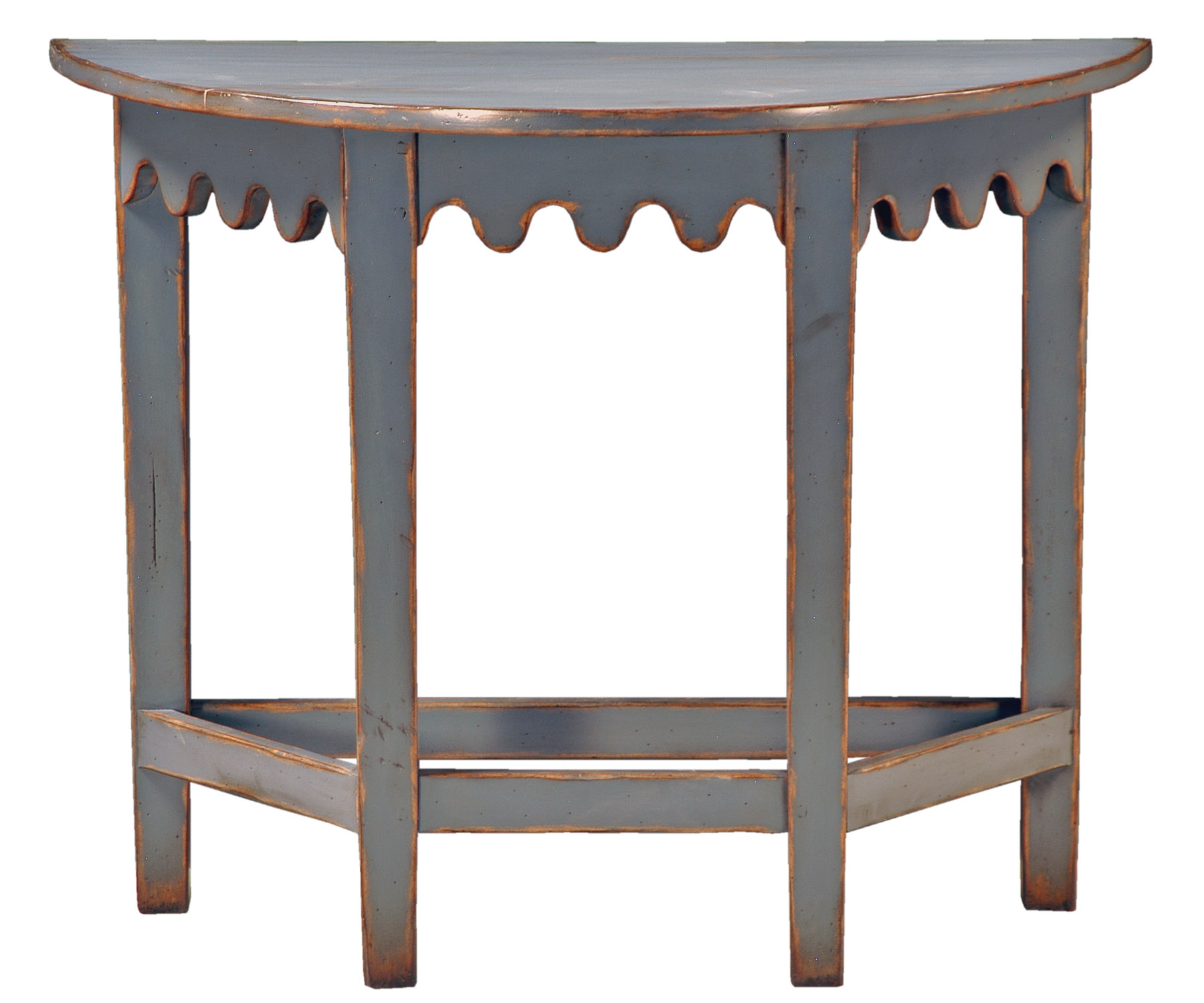 Bonner traditional transitional demilune painted distressed side or end table by Woodland furniture in Idaho Falls