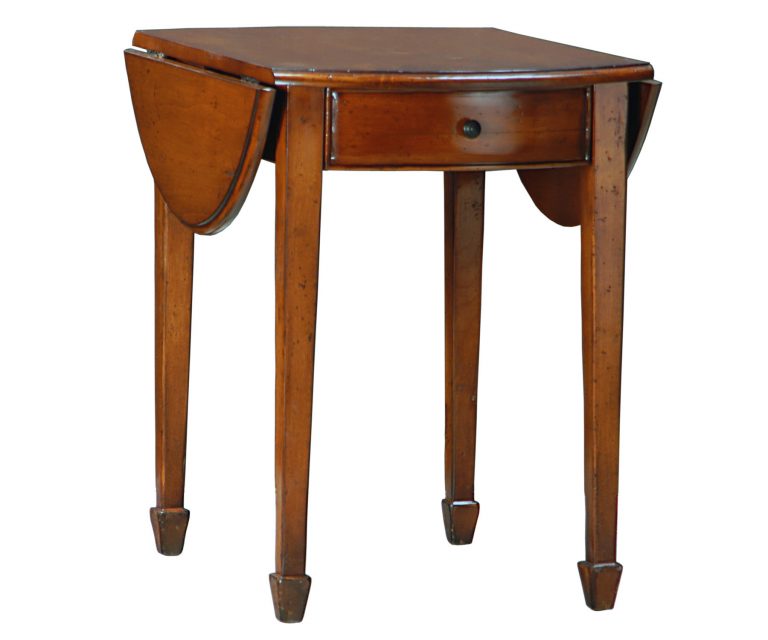 Bryant traditional transitional drop-leaf round side or end table by Woodland furniture in Idaho Falls