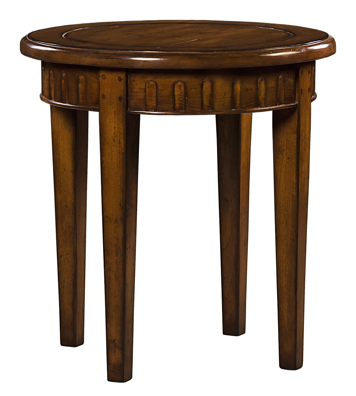 Marcus traditional transitional round side or end table by Woodland furniture in Idaho Falls