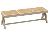 Cane transitional modern bench with rush seat by Woodland furniture