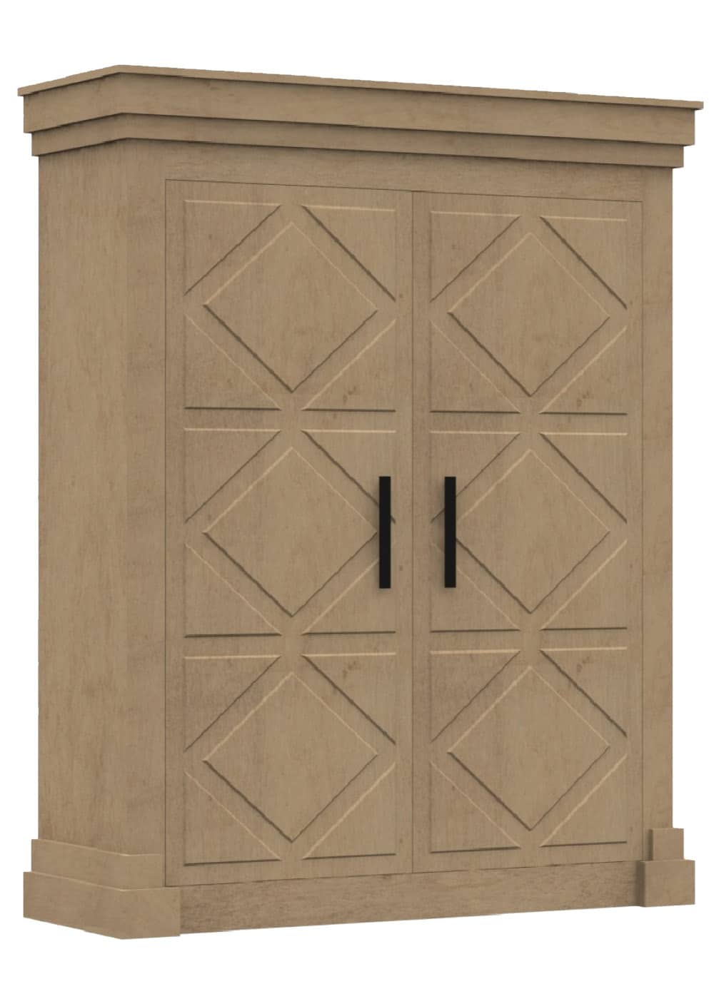 Edgemont Pantry Storage Refrigerator Cabinet with diamond detail pattern by Woodland furniture in Idaho Falls