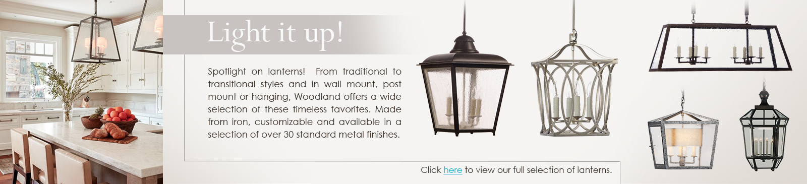 Contemporary transtitional tradional iron lanterns indoor outdoor by Woodland Furniture in Idaho Falls